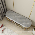 Simple small apartment fabric shoe stool modern home iron shoe rack sofa bench